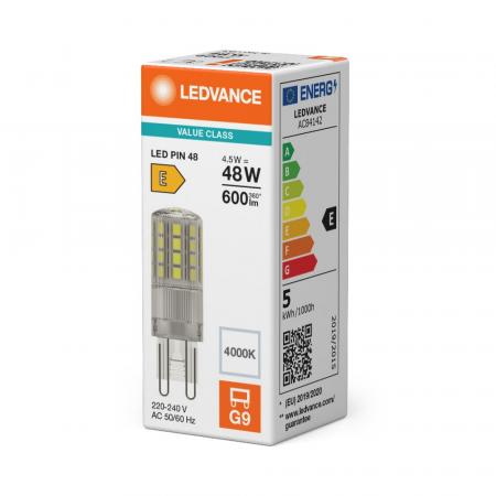Ledvance G9 LED PIN 4,5W wie 48W 4000K neutralweiß in Stiftform
